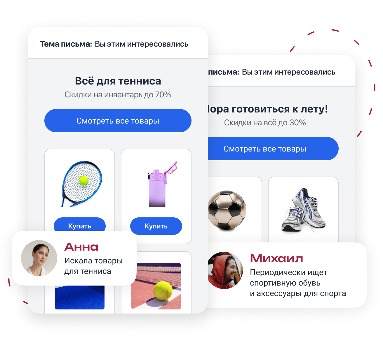 Подбирает товары для каждого клиента